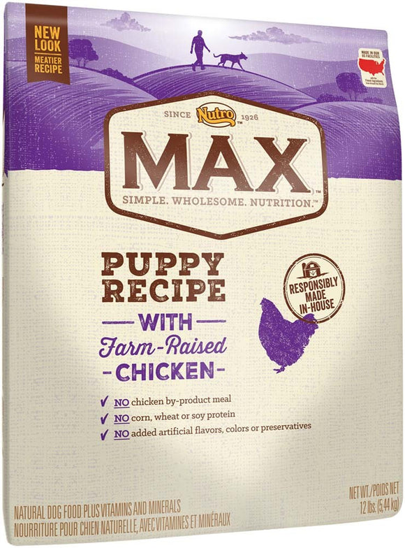 NUTRO MAX Puppy Recipe With Farm Raised Chicken Dry Dog Food 12 Pounds