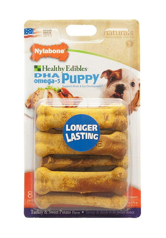 Nylabone Healthy Edibles Puppy Longer Lasting Sweet Potato & Turkey Petite 8ct