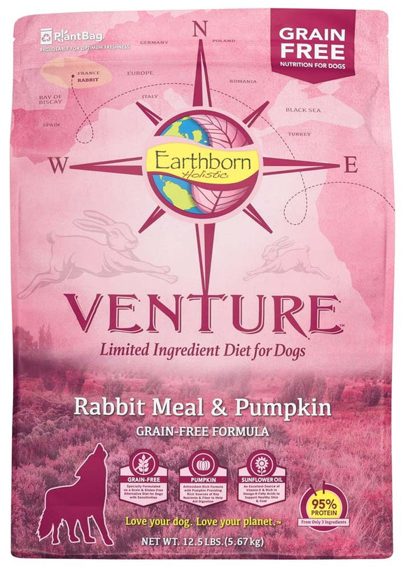 Earthborn Holistic VENTURE Grain Free Rabbit & Pumpkin 12.5#