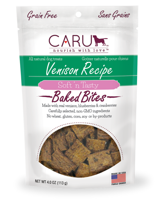 Caru  Dog Natural Venison Recipe  Bites 4oz.